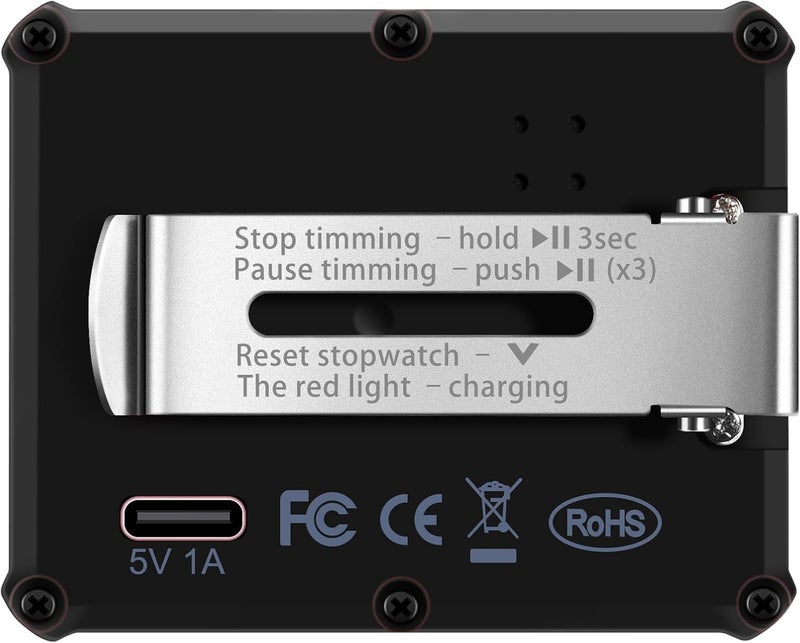 Honmax 8100 Professional Interval Timer and Stopwatch, Backlight, USB-C Charged, Clock -Black - Image 4